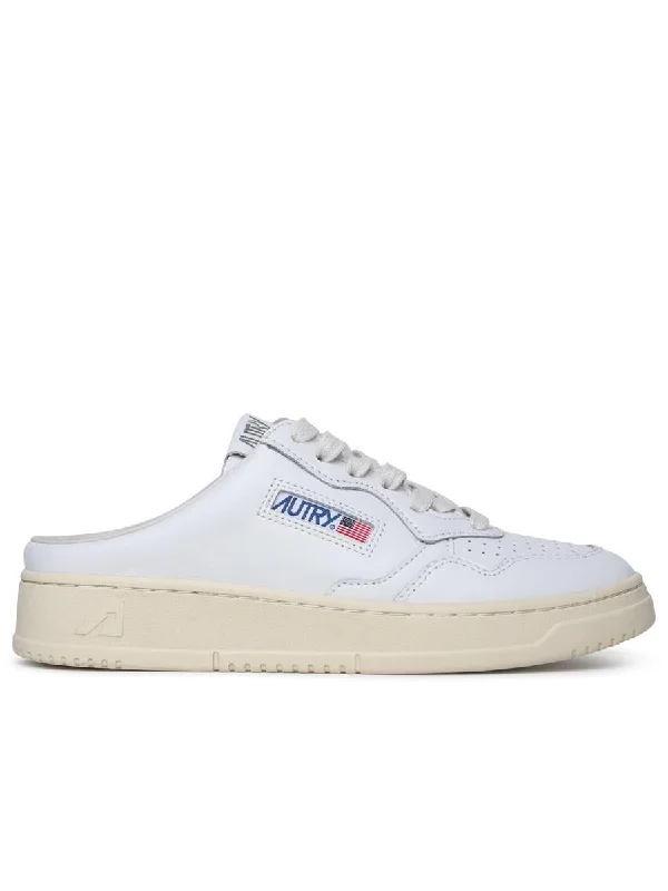 Autry White Leather Mule Sneakers