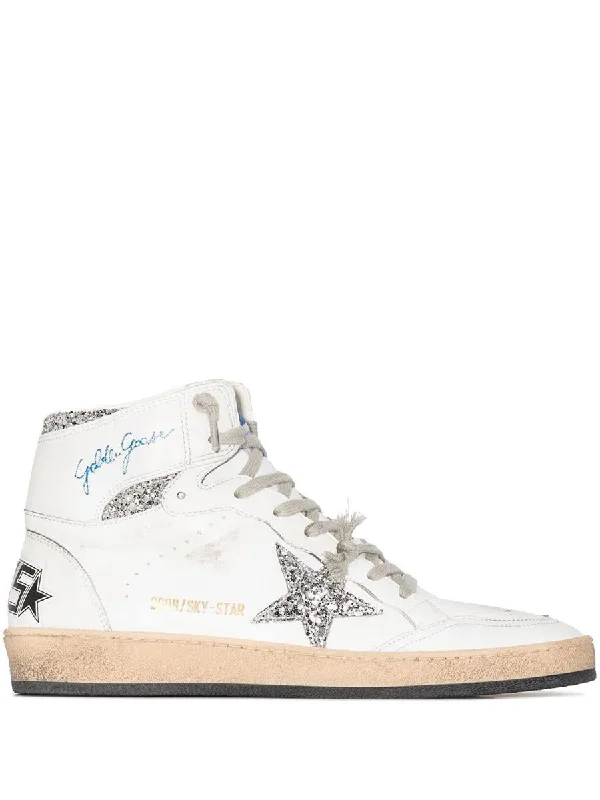 Golden Goose Sky Star Nappa Upper With Serigraph Glitter Star And Ankle Shoes