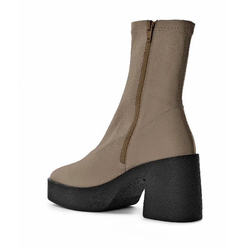 Umi Sand Stretch Leather Chunky Ankle Boots