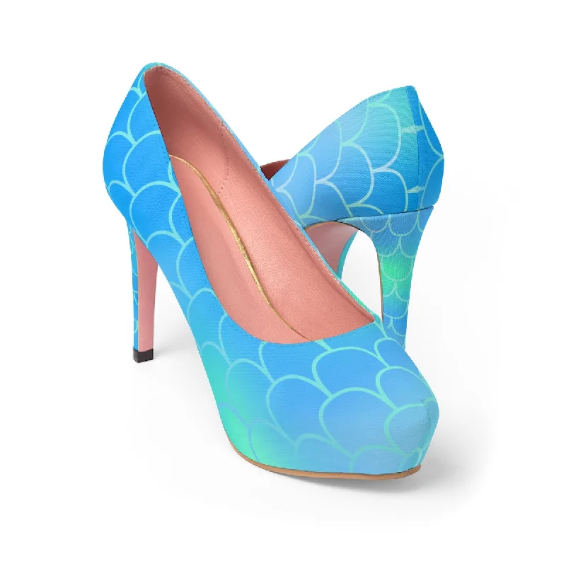 Blue Mermaid Women's Platform Heels