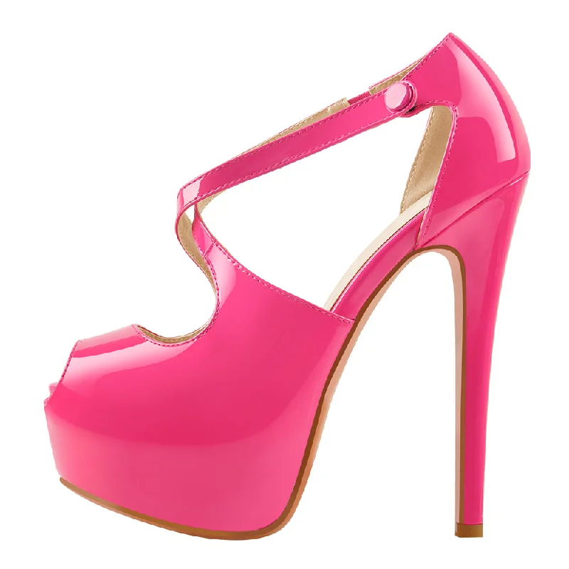 Peep Toe Platform Criss Cross High Heels Sandals