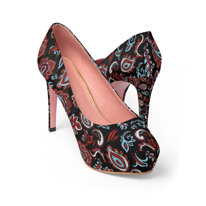 Dark Flowers Women's Platform Heels