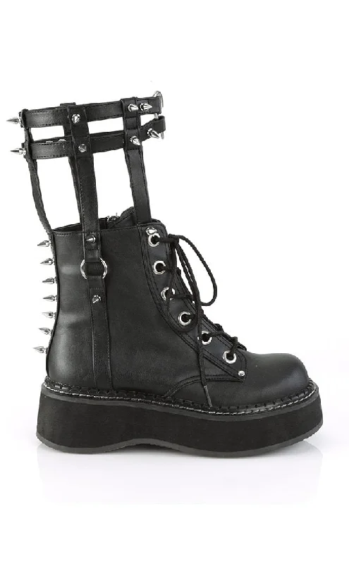 EMILY-357 Black Vegan Leather Ankle Boots