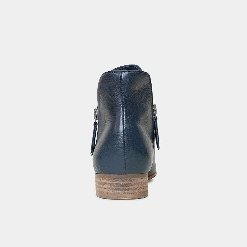 Faye Navy Leather Ankle Boots