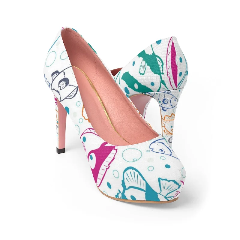 Fish Print Women's Platform Heels