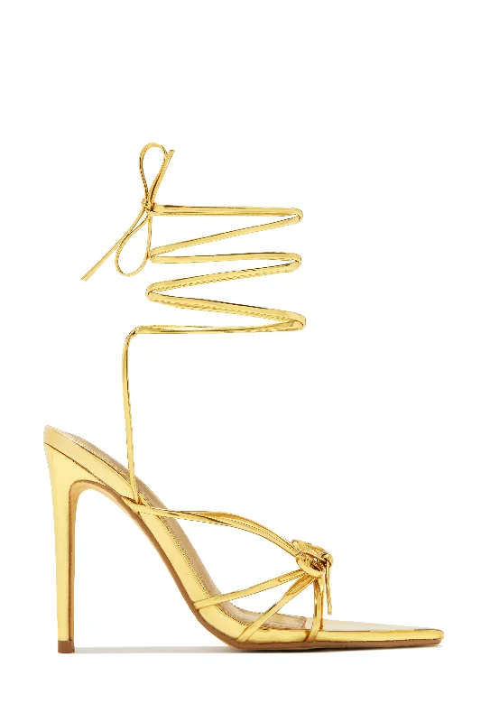 Joelle Lace Up High Heels - Gold