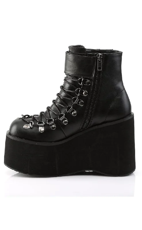 KERA-21 Black Vegan Leather Platform Ankle Boots