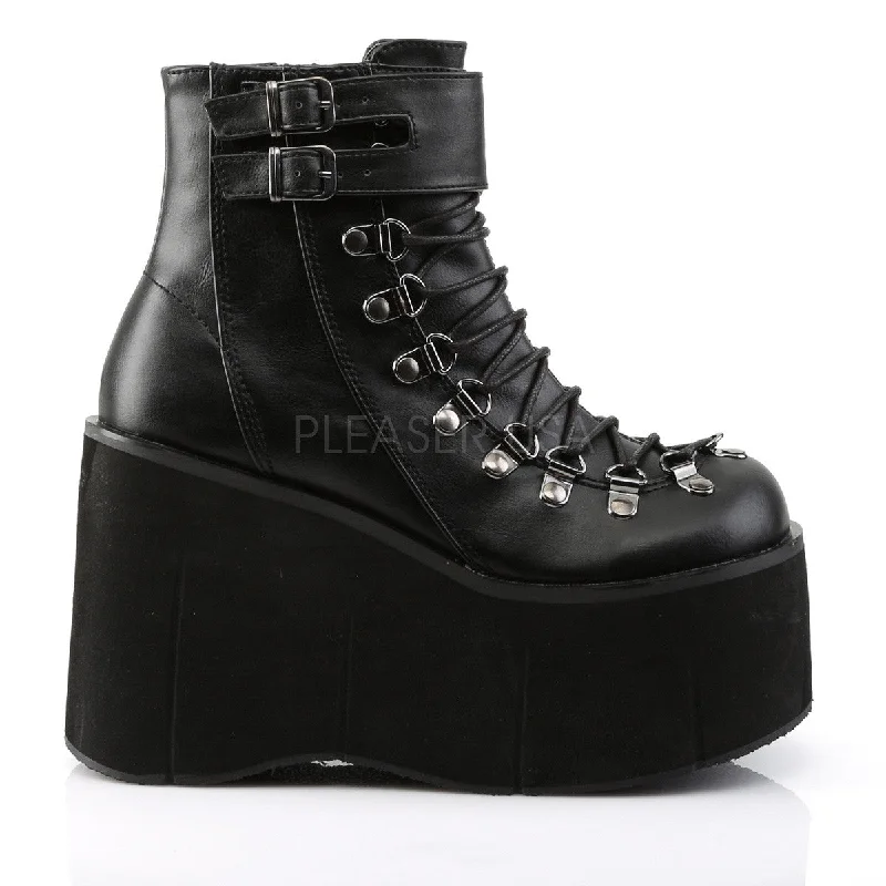 Kera 21 Leatherette Upper Platform Lace Up Ankle Boot Black  - Demonia Direct