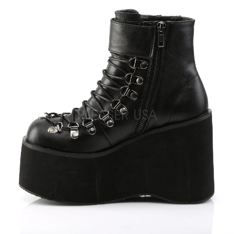 Kera 21 Leatherette Upper Platform Lace Up Ankle Boot Black  - Demonia Direct