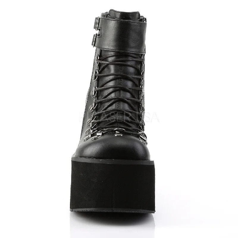 Kera 21 Leatherette Upper Platform Lace Up Ankle Boot Black  - Demonia Direct