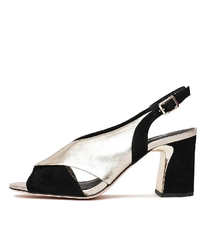 Kruz Black / Pale Gold Leather Heels