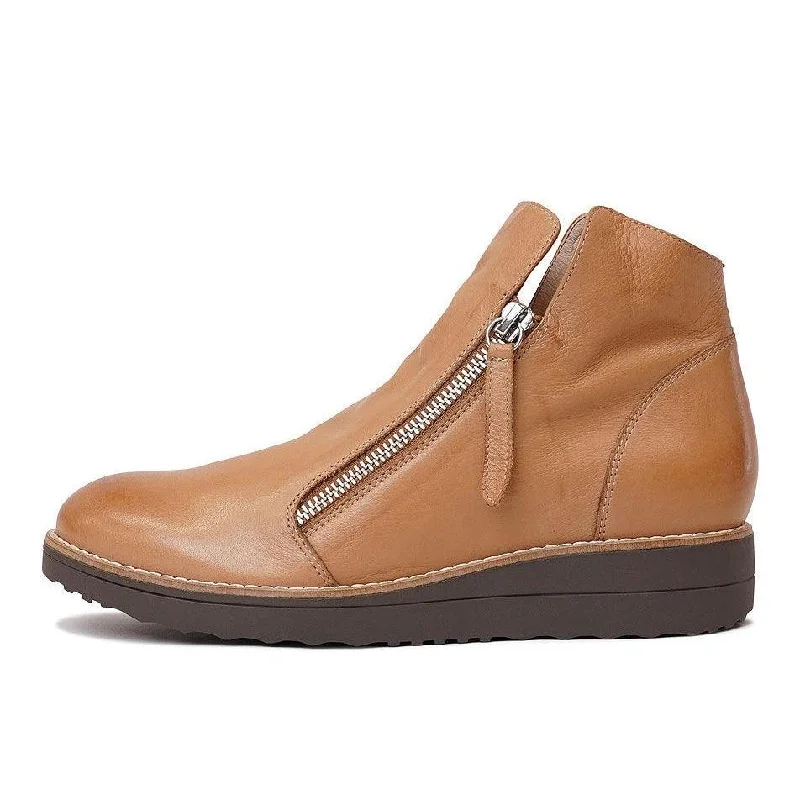 Ohmy Dark Tan/Choc Sole Leather Ankle Boots