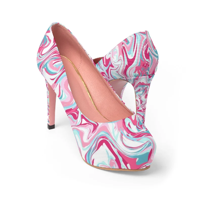 Pink Marble Women's Platform Heels