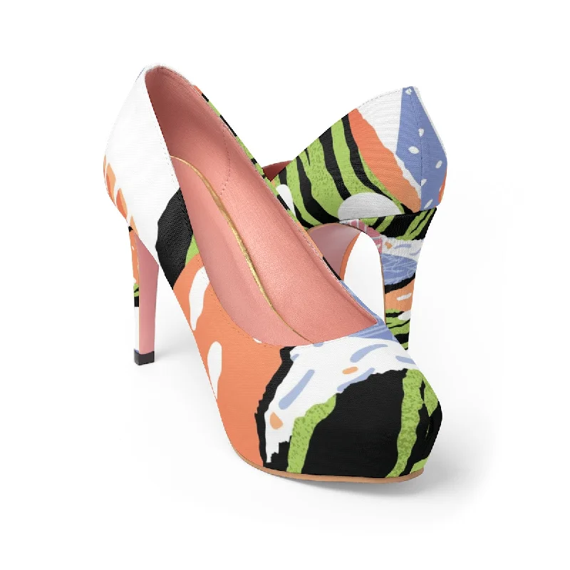 Pop Art Green Women's Platform Heels