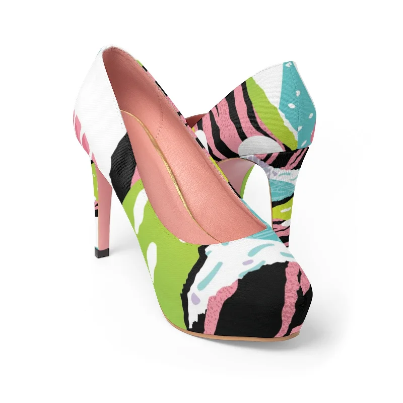 Pop Art Pink Women's Platform Heels