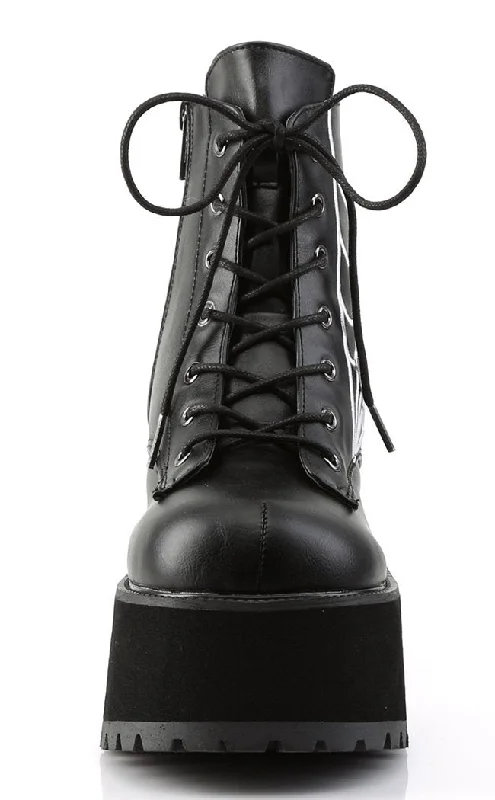 RANGER-105 Black Vegan Leather Platform Ankle Boots