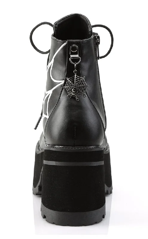 RANGER-105 Black Vegan Leather Platform Ankle Boots