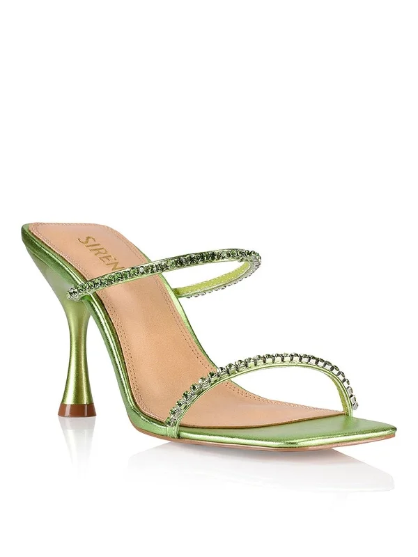 Izzy Diamante Stiletto Heels - Lime Green Metallic Leather