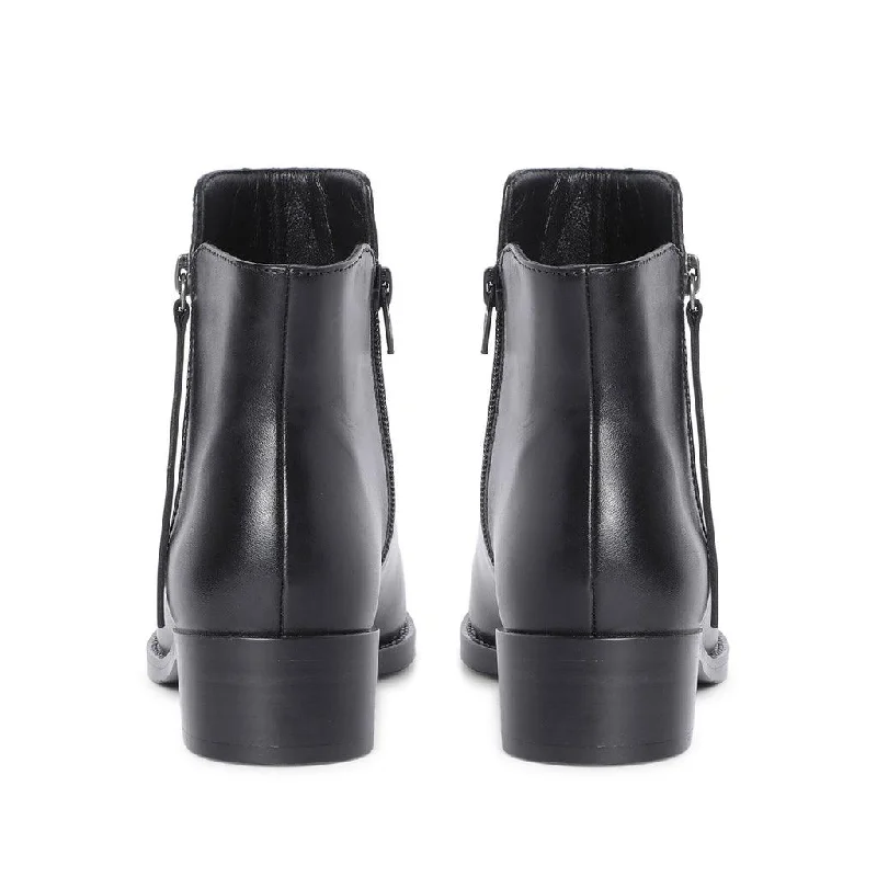 Saint Imelda Black Leather Handcrafted Side Zippers Ankle Boots