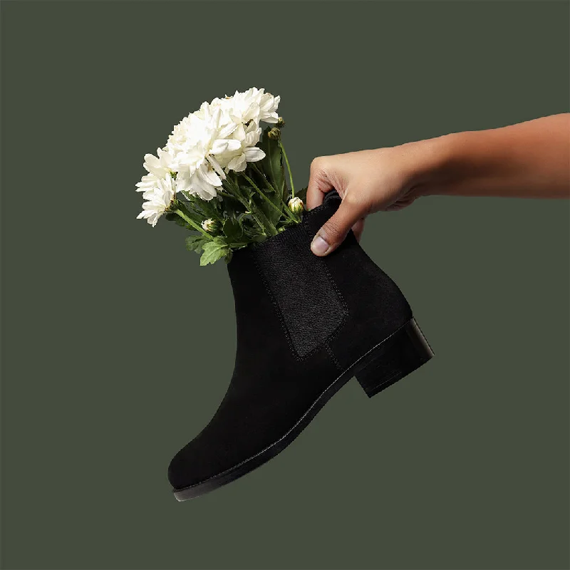 Saint Isa Black Suede Leather Ankle Boots