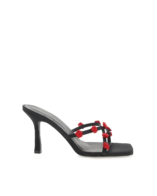 SHILAH - BLACK SATIN-CHILLI RED