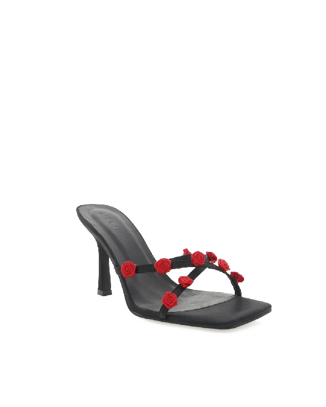 SHILAH - BLACK SATIN-CHILLI RED