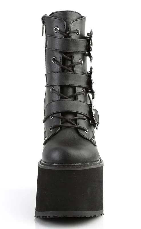 SWING-103 Black Vegan Leather Platform Ankle Boots