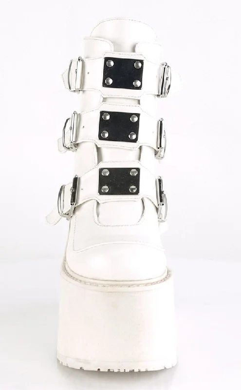 SWING-105 White Vegan Leather Platform Ankle Boots