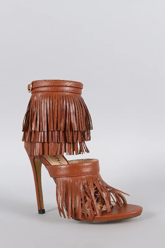 Liliana Fringe Fall Open Toe Heel