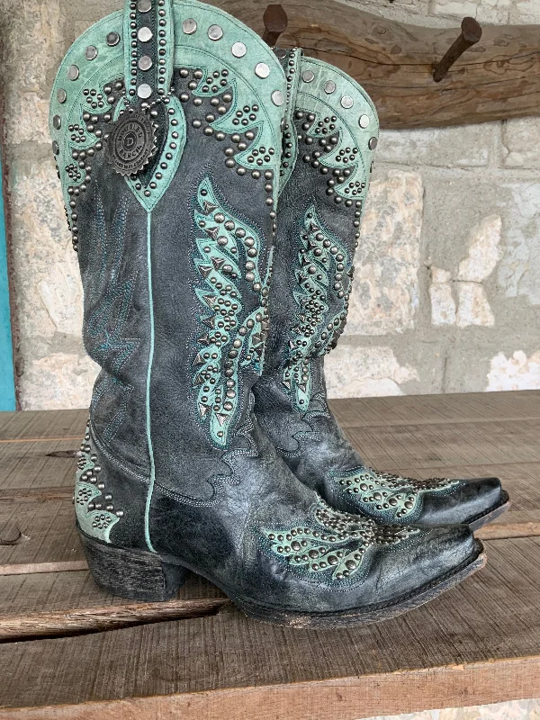 DDR Distressed Turquoise Eagle Boots 8.5