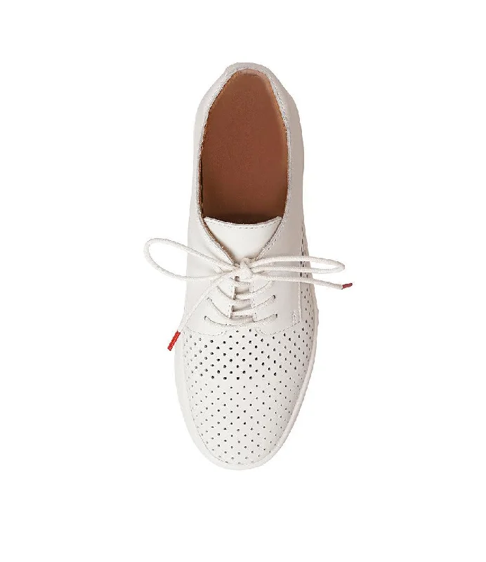 Derby City Punch White Leather Lace Up Flats