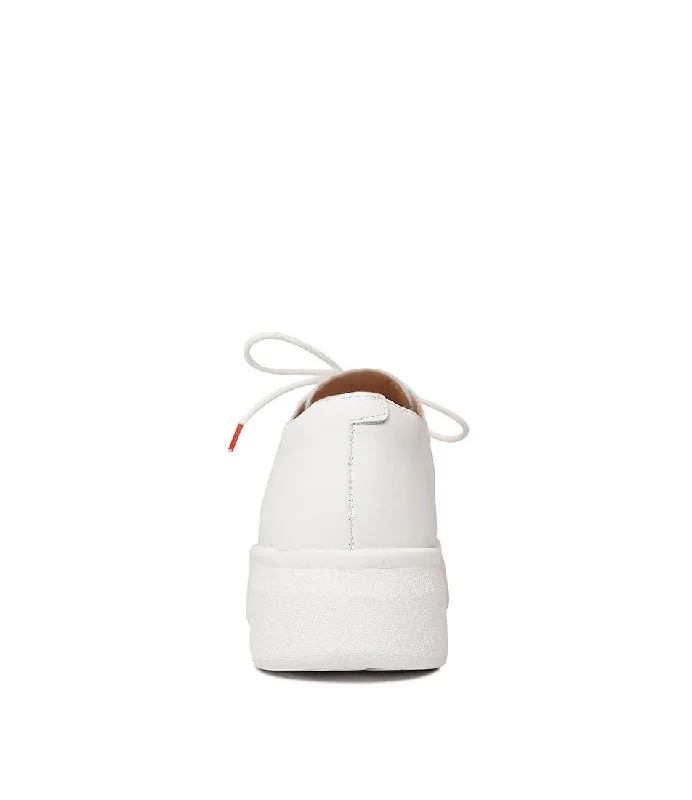 Derby City Punch White Leather Lace Up Flats