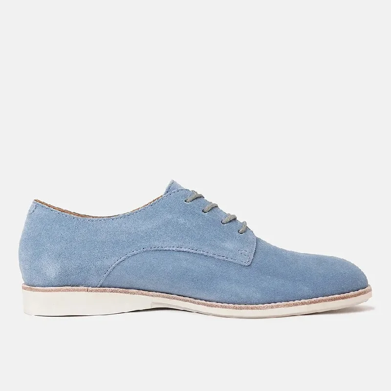 Derby Super Soft Denim Blue Suede Lace Up Flats