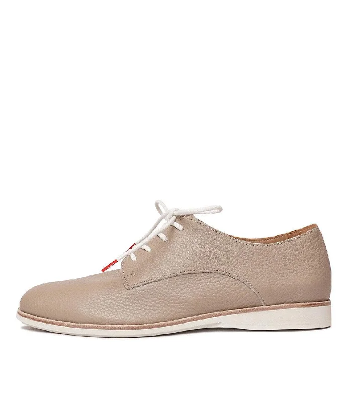 Derby Super Soft Taupe Leather Lace Up Flats