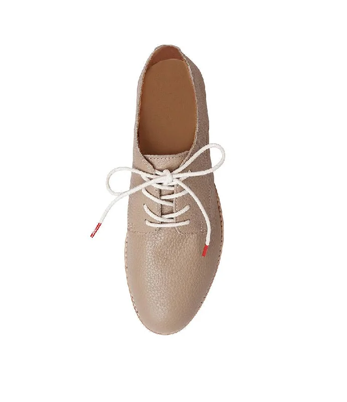 Derby Super Soft Taupe Leather Lace Up Flats