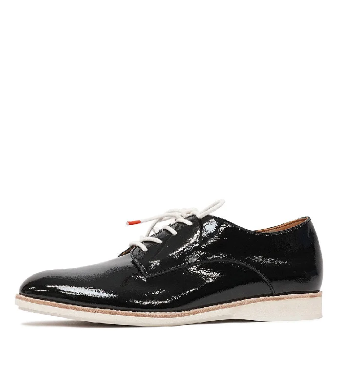 Derby Unlined Black Patent Crinkle Leather