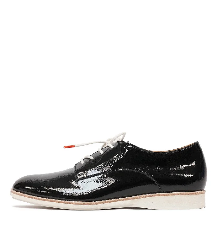 Derby Unlined Black Patent Crinkle Leather