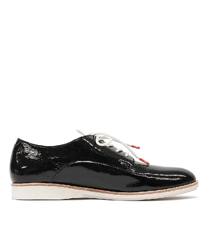 Derby Unlined Black Patent Crinkle Leather