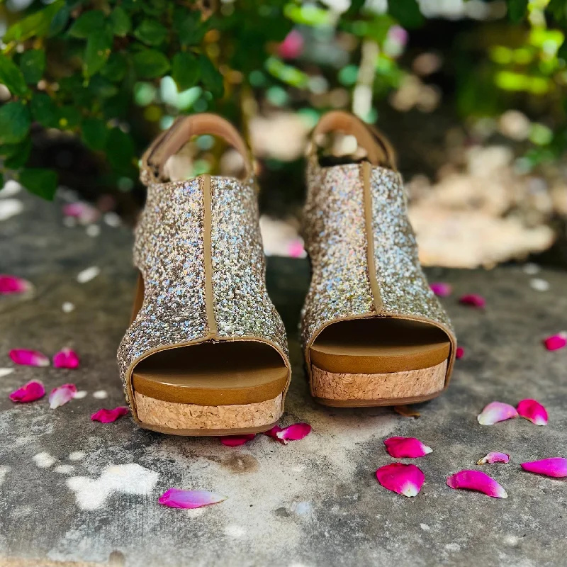 Gold Glittered Comfort Wedges*