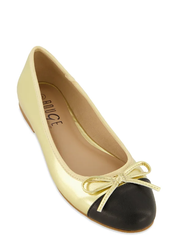 Round Toe Bow Tie Ballet Flats