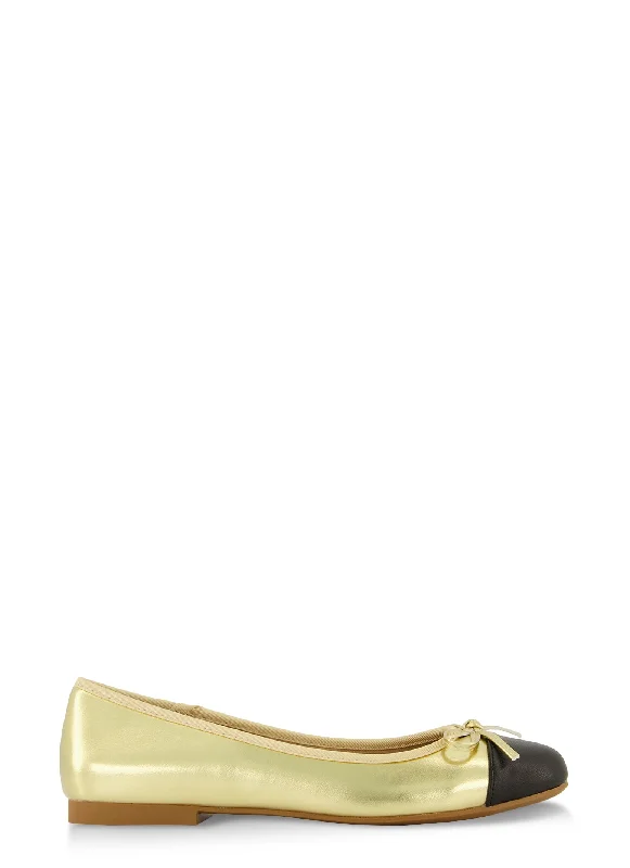 Round Toe Bow Tie Ballet Flats