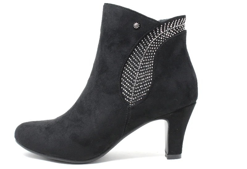 Suede Diamante Heeled Boot