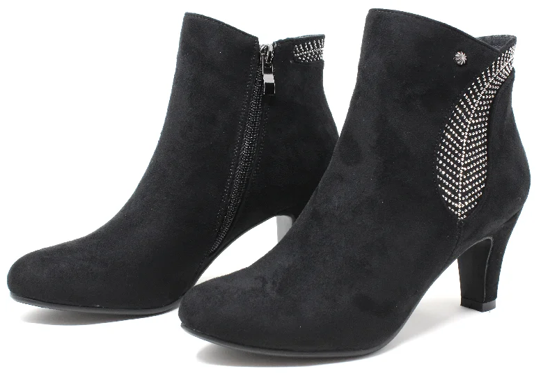 Suede Diamante Heeled Boot