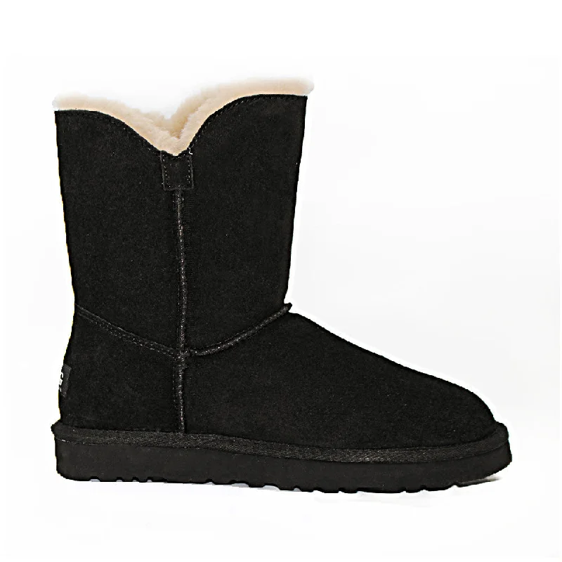 Two Button Ugg Boot - Black