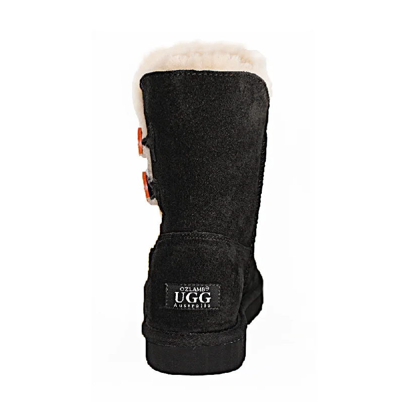 Two Button Ugg Boot - Black