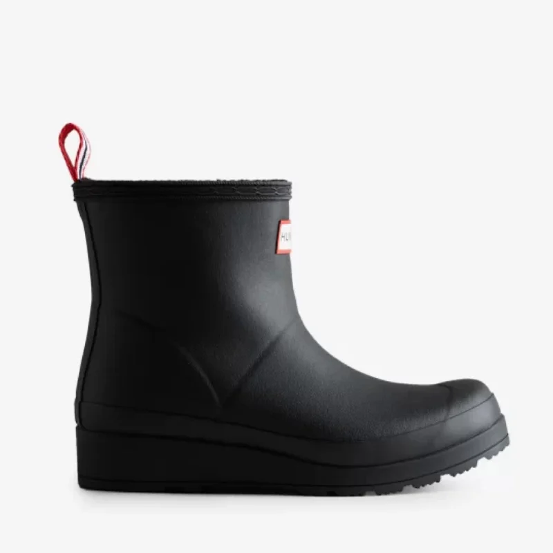 Women's Play Vegan Shearling Insulated Short Rain Boot (Black)