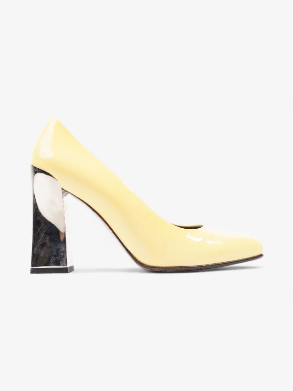 Marni Block Heel 80mm Butter Yellow Patent Leather EU 39.5 UK 6.5