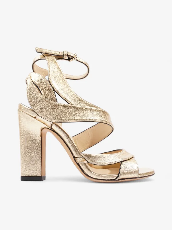 Jimmy Choo Falcon Heels 70mm Gold Nappa Leather EU 34.5 UK 1.5