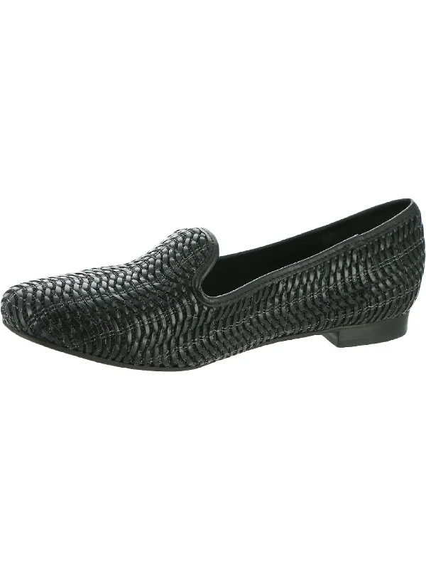 Foster Womens Woven Slip On Smoking Loafers