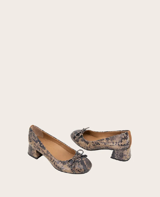 GENTLE SOULS - Lancine Snakeskin Leather Bow Heel